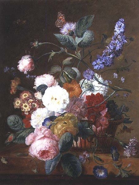 篮子里的花的静物 作者 扬·范·休森（Jan van Huysum）