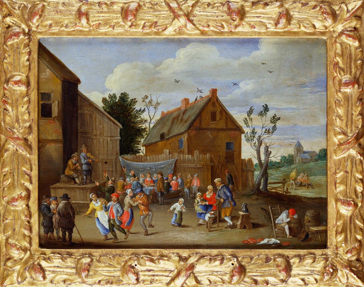 旅馆院子里的婚宴 作者 扬·范·凯塞尔（Jan van Kessel）