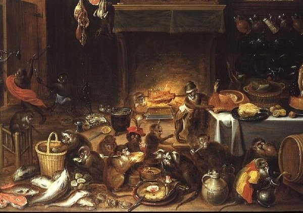 猴子赴宴 作者 扬·范·凯塞尔（Jan van Kessel）
