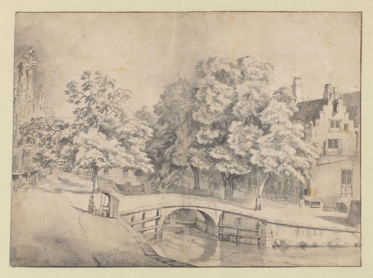 从 Keizersgracht 观看阿姆斯特丹莱德海峡景色 作者 扬·范·凯塞尔（Jan van Kessel）