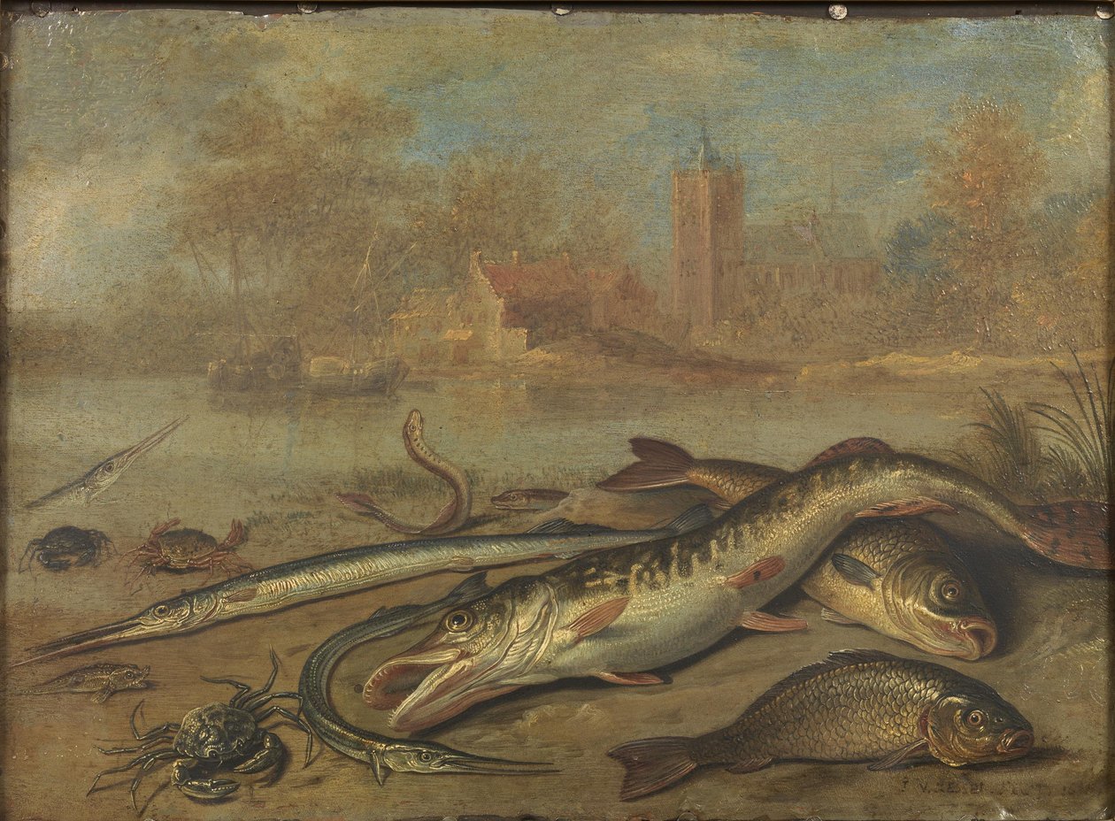 鱼类和景观 作者 扬·范·凯塞尔（Jan van Kessel）
