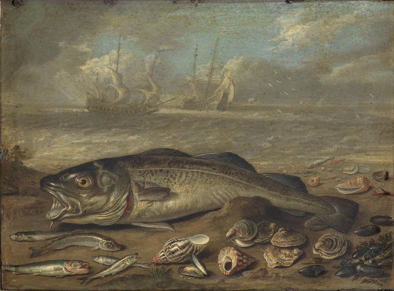 鱼类和海洋景观 作者 扬·范·凯塞尔（Jan van Kessel）