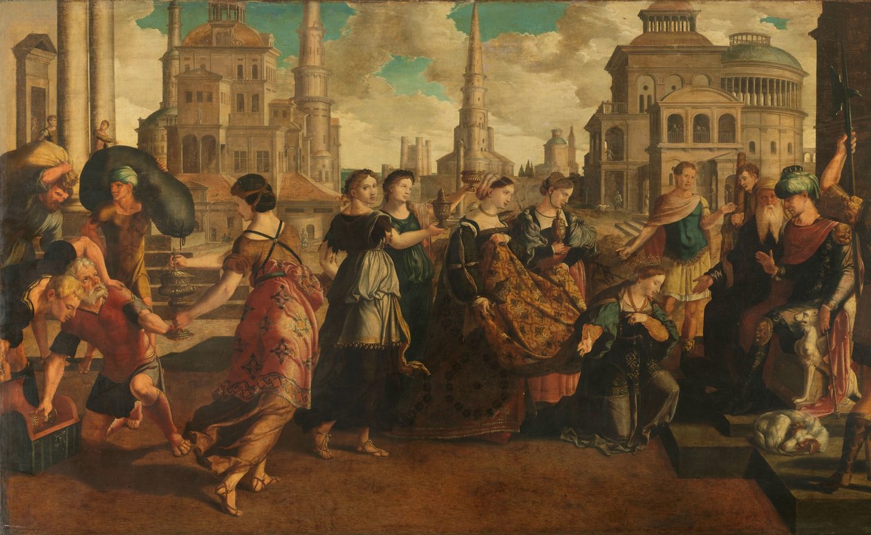 所罗门与示巴女王 作者 Jan van Scorel (圈子)