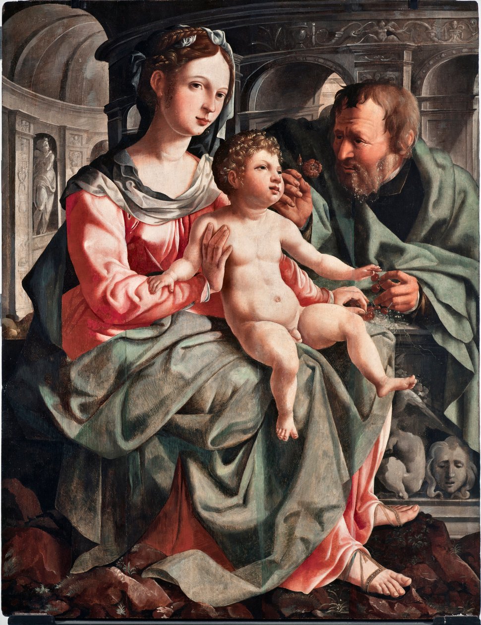 Jan Van Scorel (1495-1562) 1522 Dim 130x100 cm Genes, Musei di Strada Nuova (ex Palazzo Bianco) 意大利的神圣家族绘画 作者 扬·范·斯柯（Jan van Scorel）