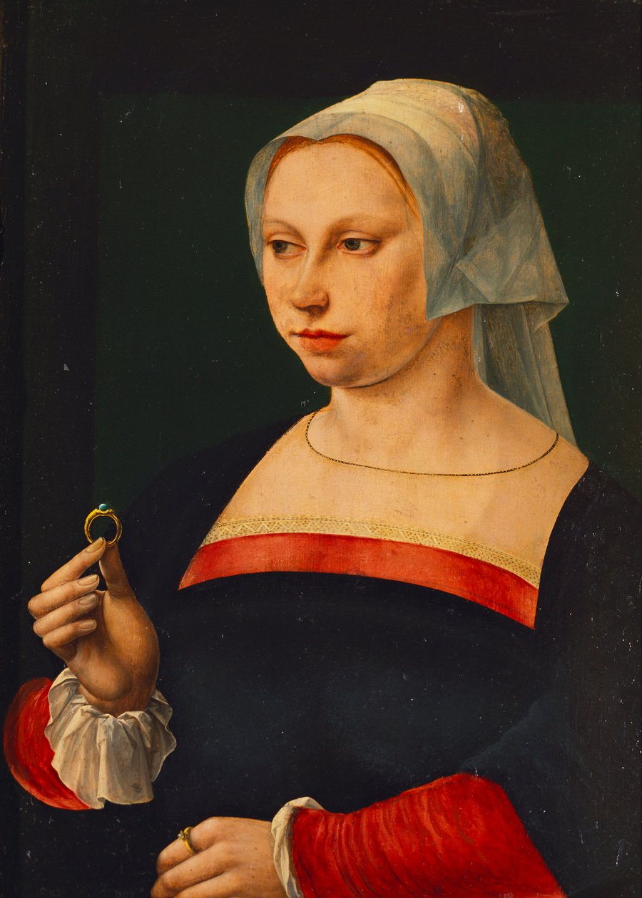 拿着戒指的女士的画像 作者 扬·范·斯柯（Jan van Scorel）