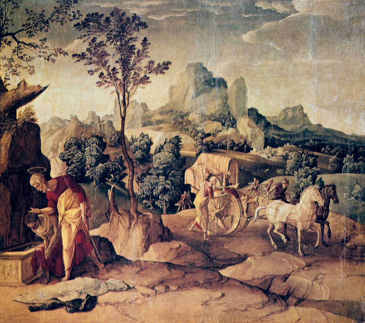使徒菲利普为太监施洗，十六世纪。 作者 扬·范·斯柯（Jan van Scorel）