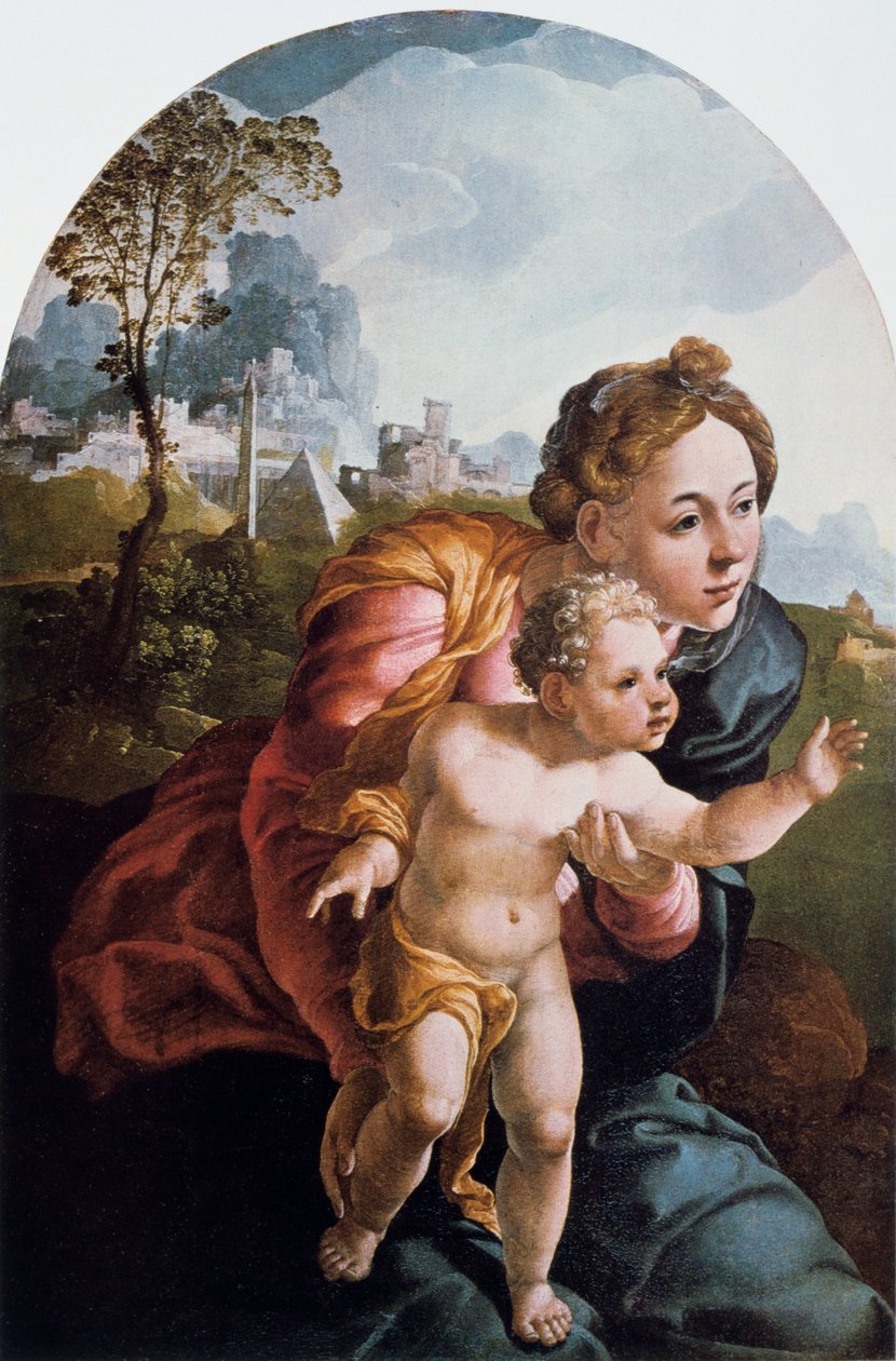 圣母子，十六世纪。 作者 扬·范·斯柯（Jan van Scorel）