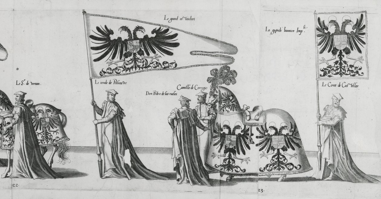 1559年皇帝查理五世葬礼游行的横幅 作者 Jan Van和Doetechum老年人