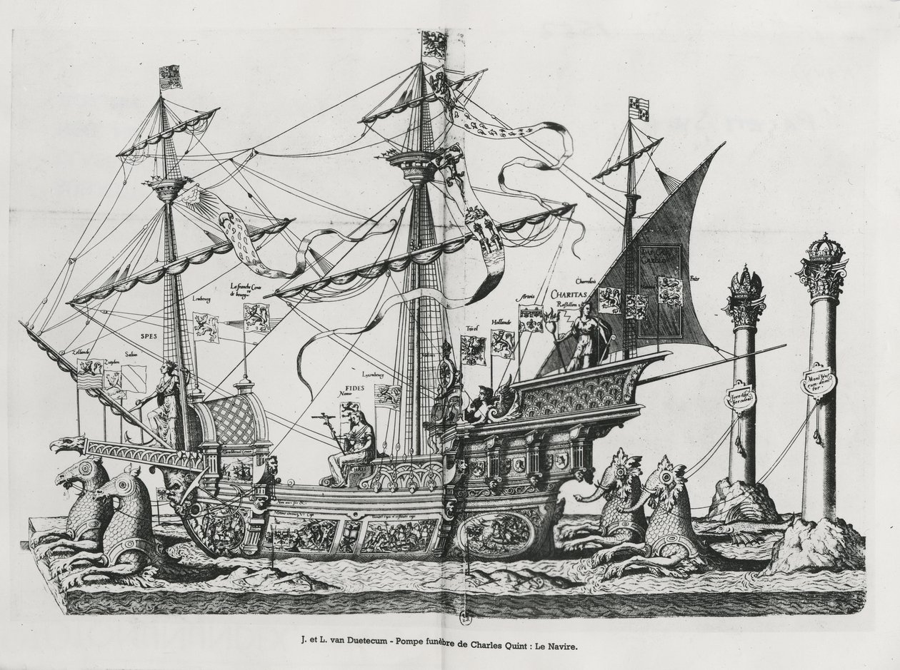 1559年皇帝查理五世葬礼游行中的凯旋船 作者 Jan Van和Doetechum老年人