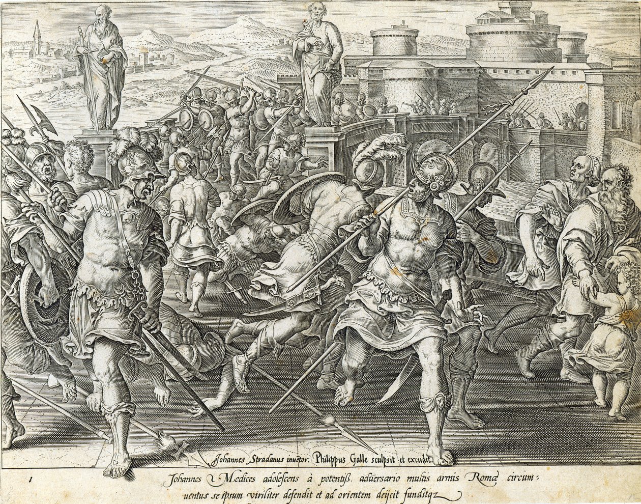 Giovanni de&39;Medici位于罗马，位于“美第奇历史”的第1版，由Philip Galle（1537-1612）雕刻，第1583页 作者 扬·范德·斯特雷特