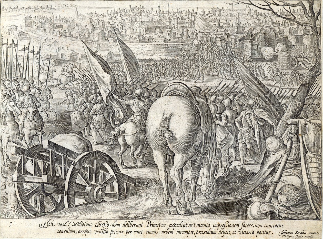 米兰的Giovanni de&39;Medici，来自“美第奇历史”的版画，由菲利普加勒（1537-1612）刻，1583年 作者 扬·范德·斯特雷特