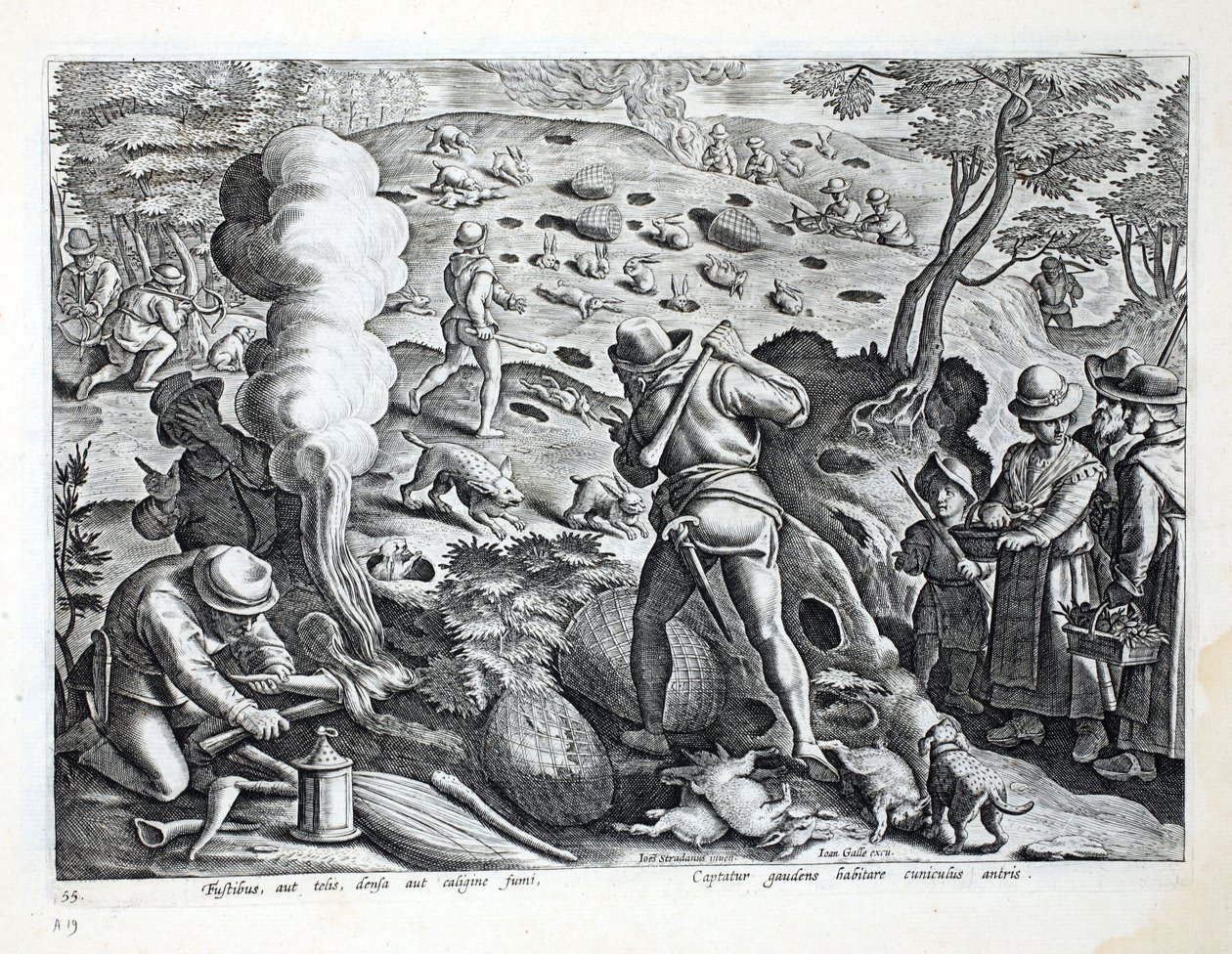 狩猎兔，插图来自&39;Venationes，Ferarum，Avium，Piscium&39;（狩猎：野兽，鸟类，鱼类），由Jan Collaert（1566-1628）雕刻，酒吧。来自阿姆斯特丹的Phillipus Gallaeus 作者 扬·范德·斯特雷特