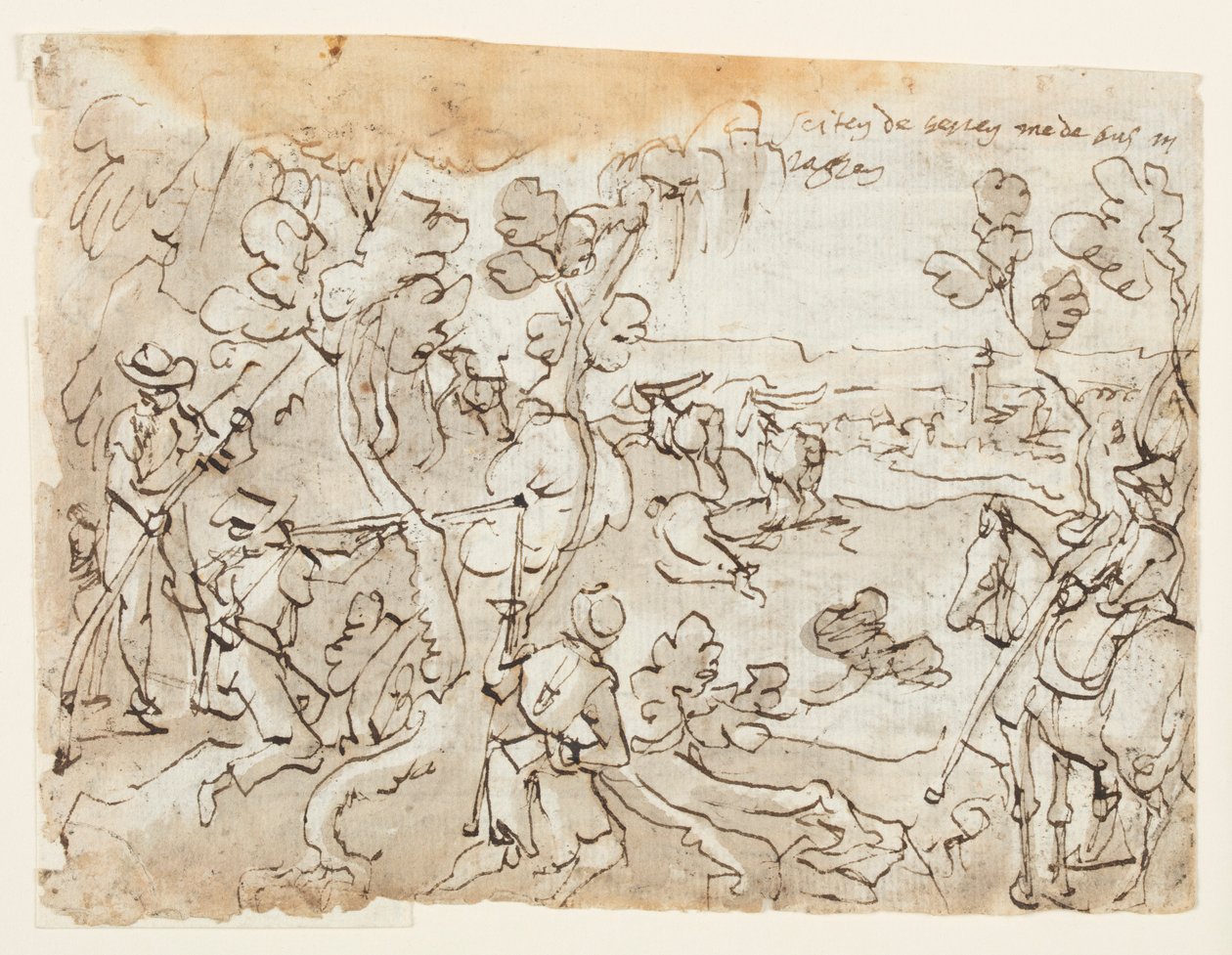 狩猎羚羊的素描簿页面 作者 扬·范德斯特雷特（Jan van der Straet），又名斯特拉达努斯