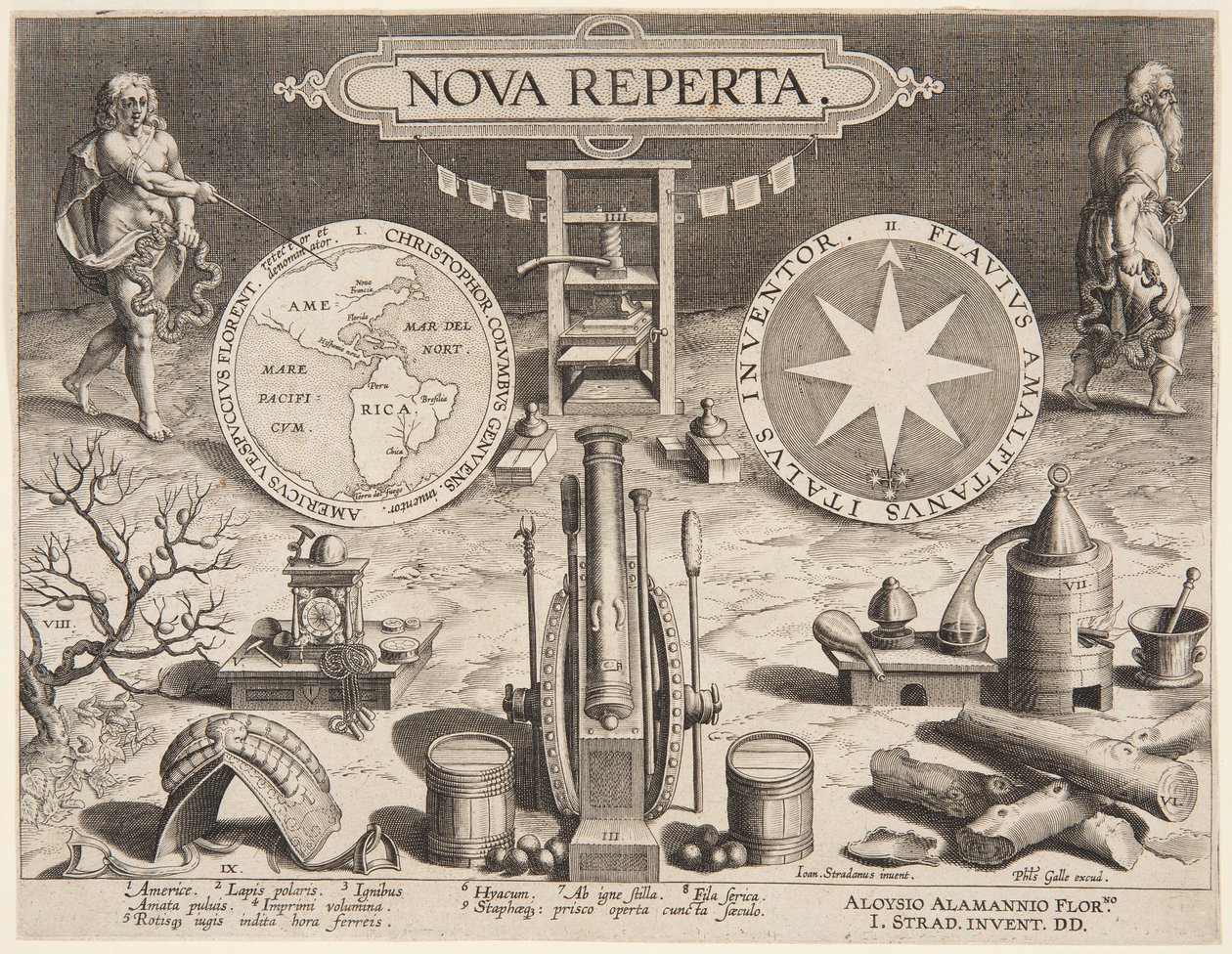 Nova Reperta "扉页 作者 扬·范德斯特雷特（Jan van der Straet），又名斯特拉达努斯