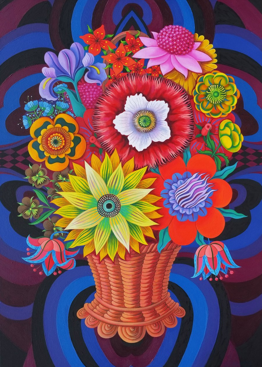盛开在篮子里，2013年， 作者 简·塔特斯菲尔德