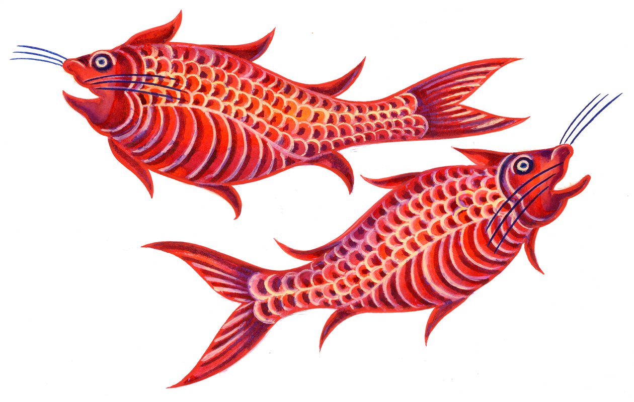 Fish Pisces，1996，（墨水和水粉） 作者 简·塔特斯菲尔德