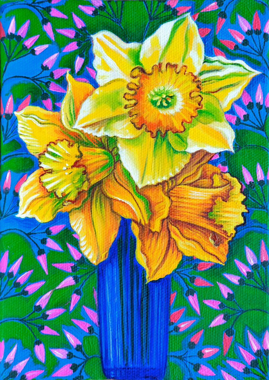 水仙花，2017 年（布面油画） 作者 简·塔特斯菲尔德