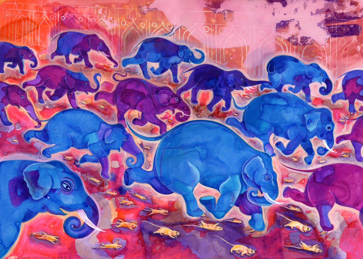 大象，1998年，（墨水和水粉） 作者 简·塔特斯菲尔德