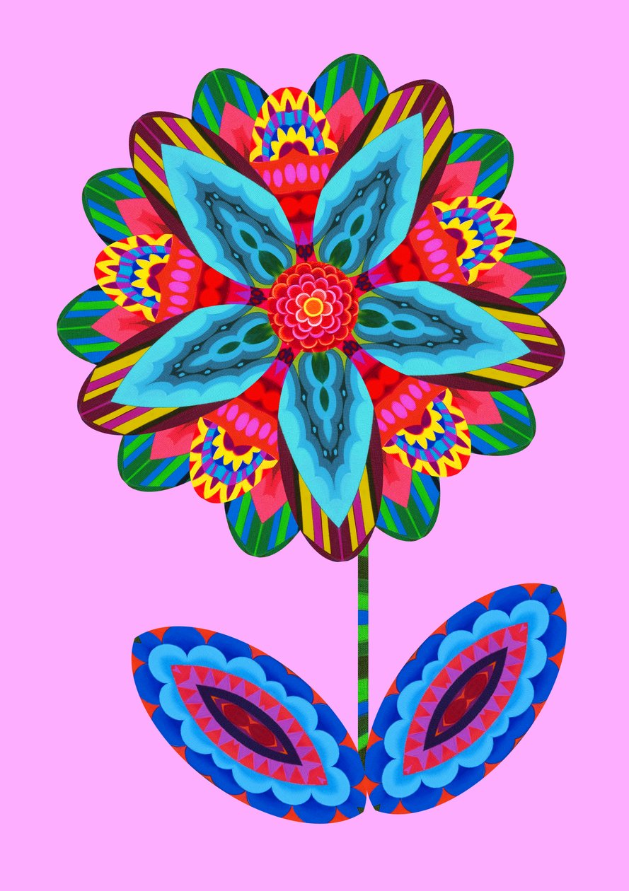 粉红色上的花朵剪影，2020年 作者 简·塔特斯菲尔德