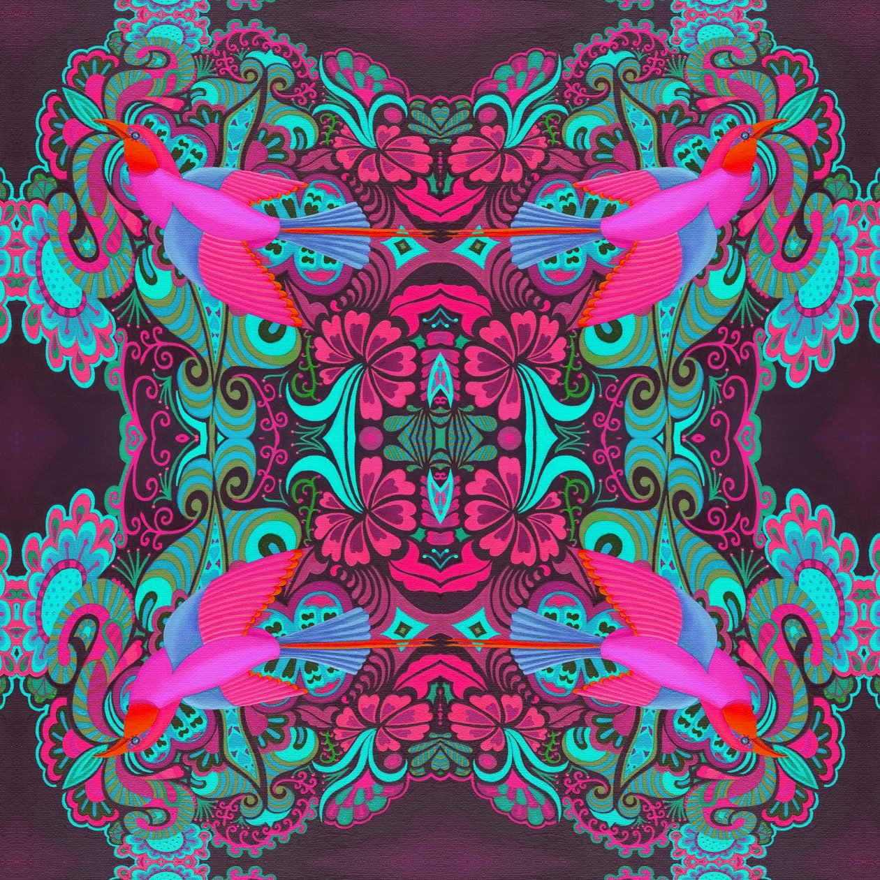 飞鸟图案栗色，2015， 作者 简·塔特斯菲尔德