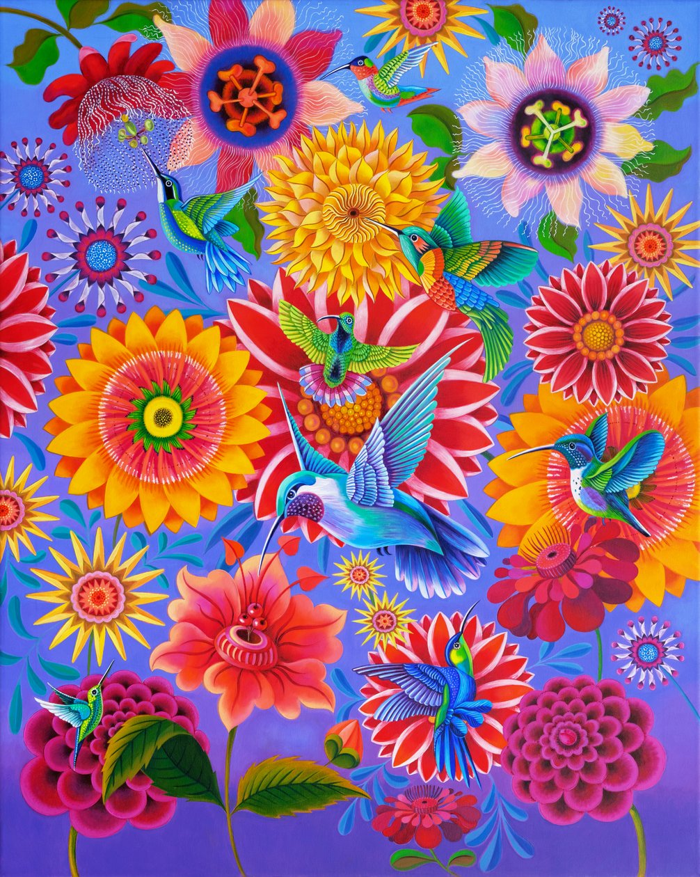 蜂鸟，2024 年（帆布油画） 作者 简·塔特斯菲尔德