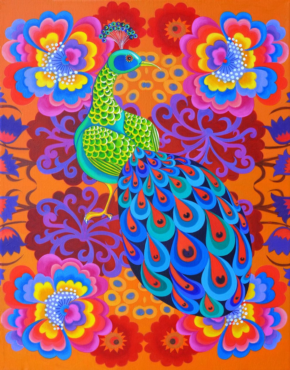 孔雀与花，2015年， 作者 简·塔特斯菲尔德