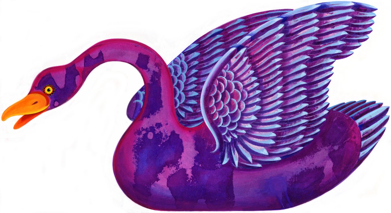 Swan，1996，（墨水和水粉） 作者 简·塔特斯菲尔德