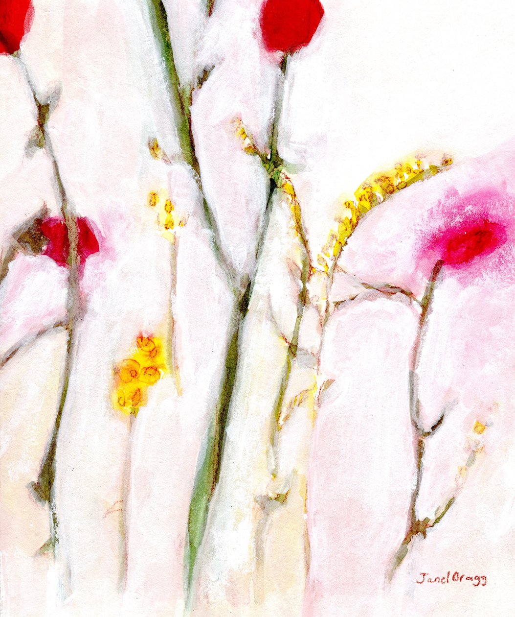 橙色和丁香花，约 2019 年（纸上水彩和酪蛋白） 作者 贾内尔·布拉格