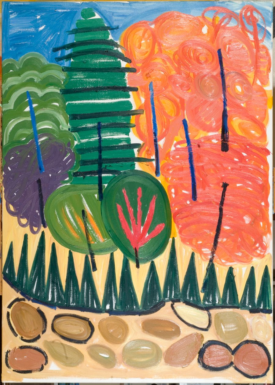 蓝色柱子，2007年（布面油画 作者 珍妮特·麦肯齐