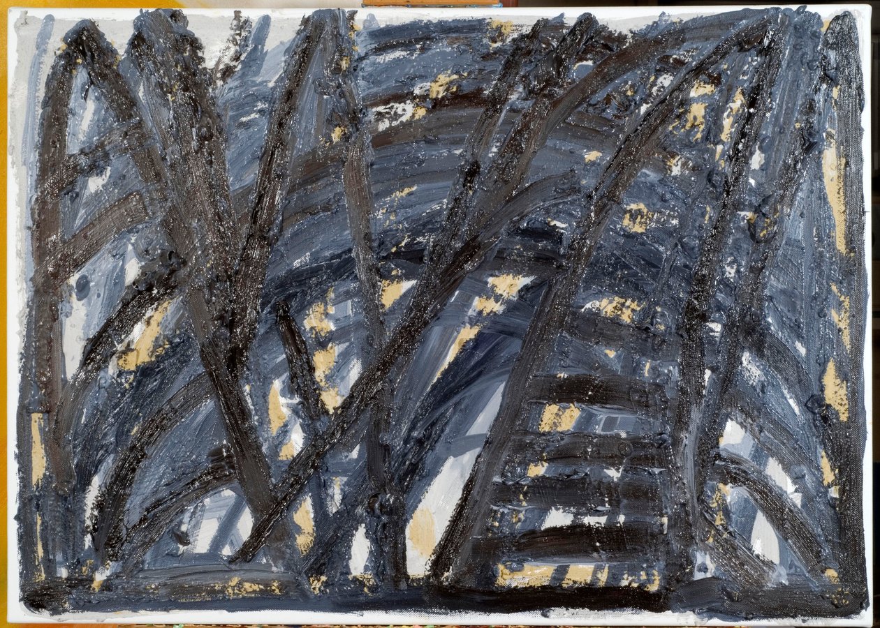 正面，2008年（油画和木灰画布）。 作者 珍妮特·麦肯齐