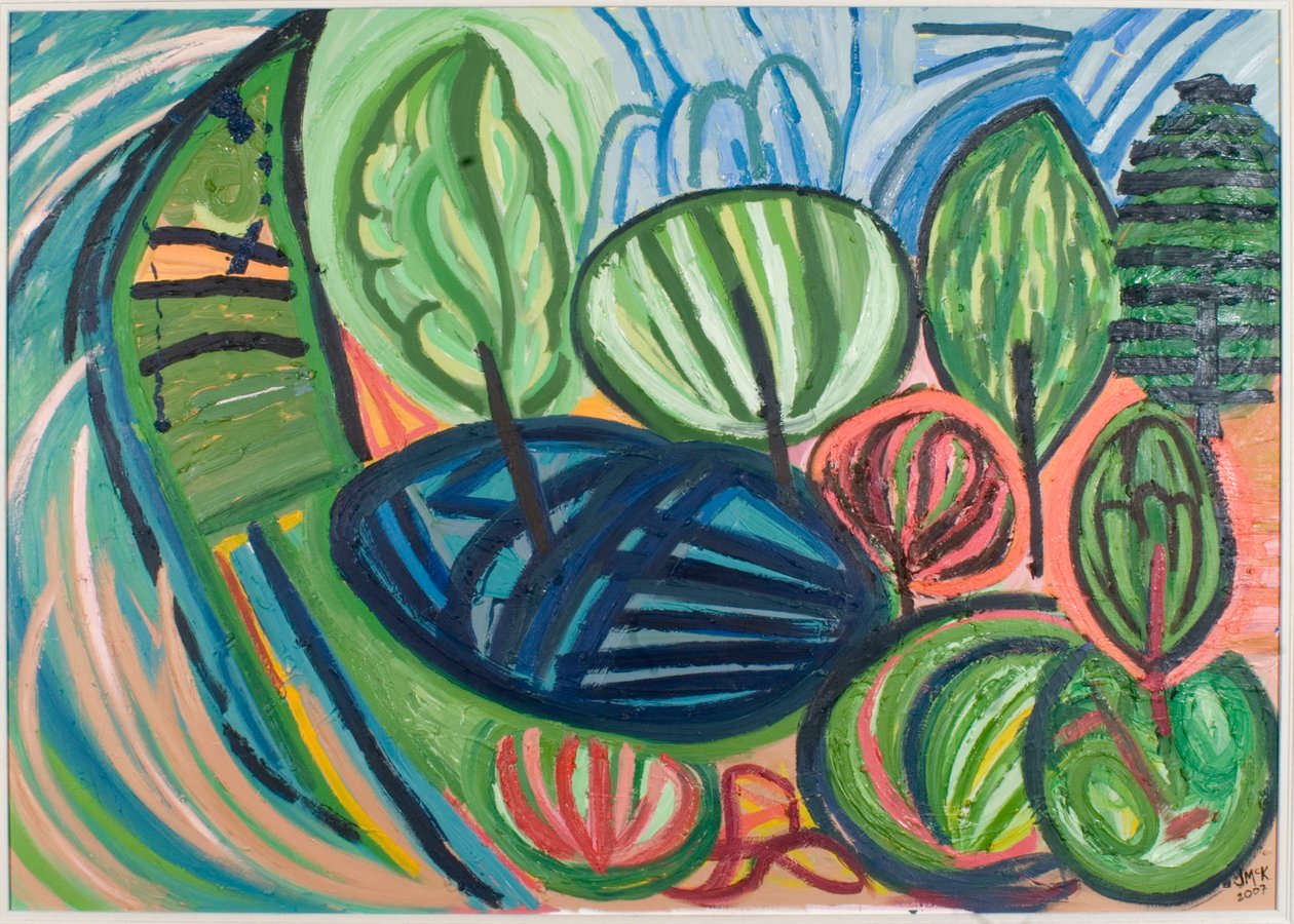 沃米斯顿森林，夏天，2007年（布面油画 作者 珍妮特·麦肯齐
