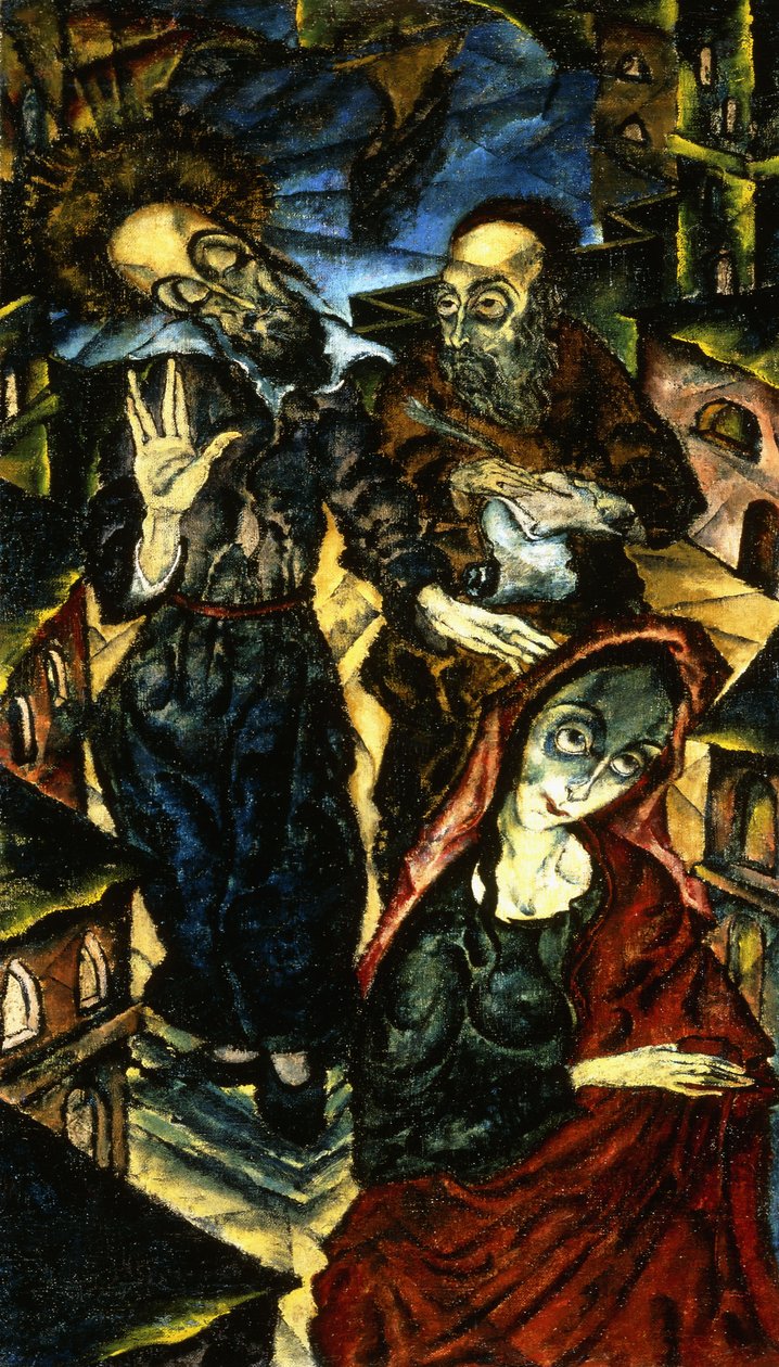 拉比巴尔谢姆的祝福，c.1918-1919（布面油画） 作者 扬克尔·阿德勒