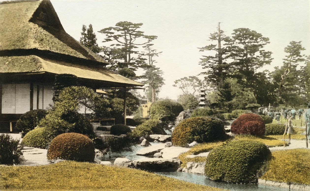 一个特色的日本花园，19世纪末（手工彩色照片） 作者 日本摄影师