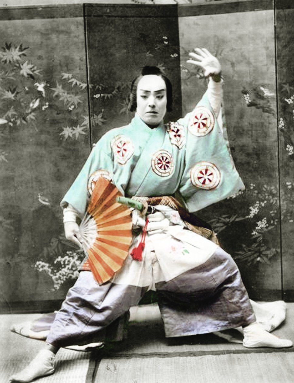 歌舞伎演员，1901年（手工彩色照片） 作者 日本摄影师