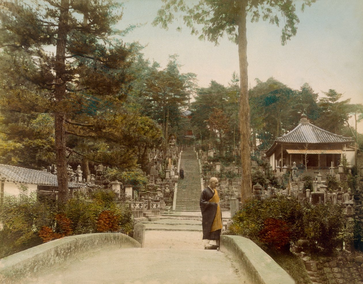 19世纪90年代京都Kurodani Graves（手工彩色照片） 作者 日本摄影师