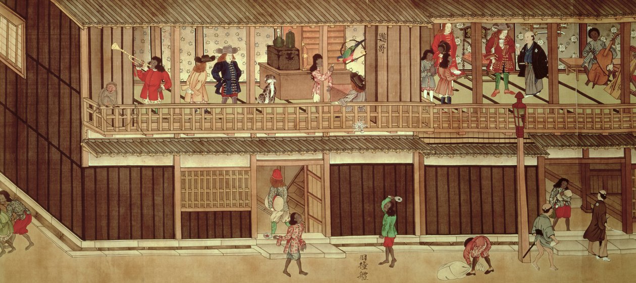 国内场景，卷轴的左侧部分（见22591-2） 作者 日本学校