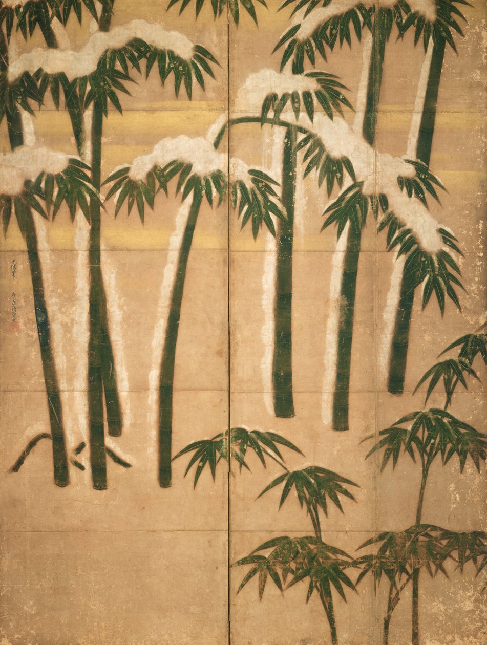 竹子，桃山时代（1568-1615）（纸上墨水） 作者 日本学校