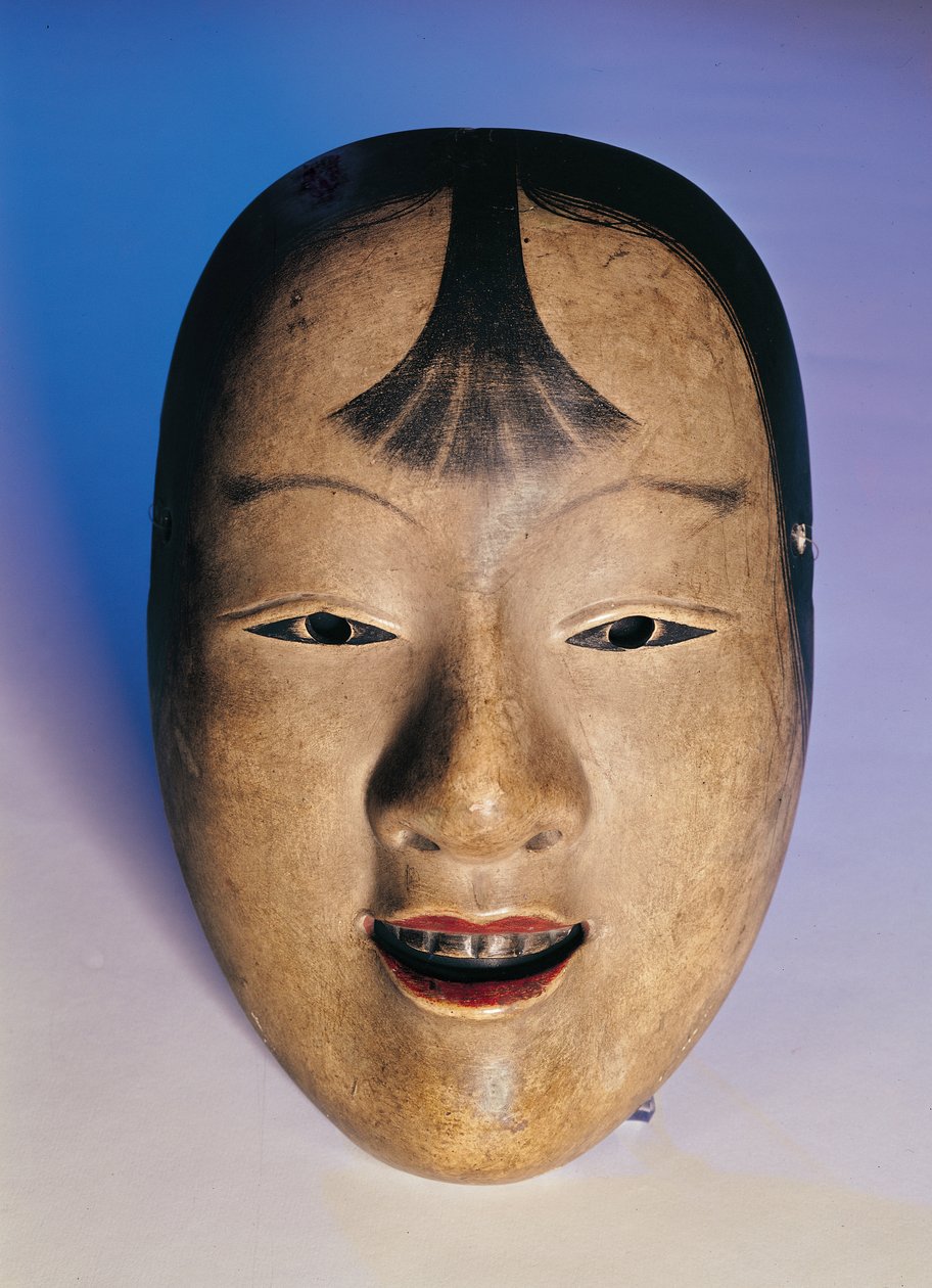 Noh剧院面具的一个小男孩叫Kasshiki，15-19世纪（漆木） 作者 日本学校