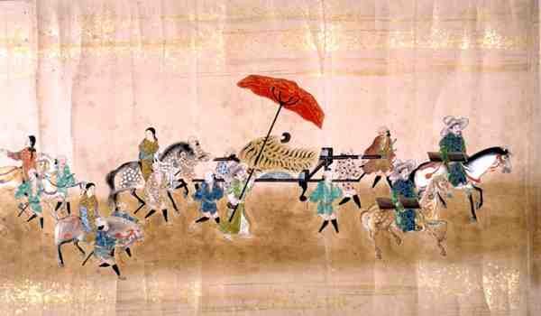 1651年德川Ietsunas继承时第六届韩国驻日使馆的一部分，可能是Kano Masunobu（1625-94）1655-57（卷轴画）（另见120820） 作者 日本学校