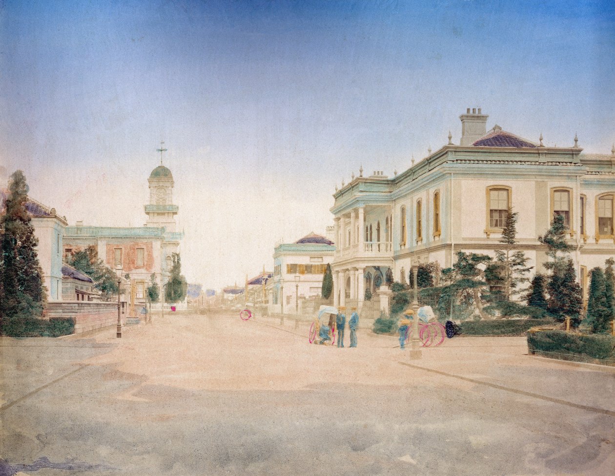 横滨市主要街道景观，约 1890 年（手绘彩色照片） 作者 日本摄影师