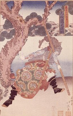 演员Nakamura Shikan（1800-47），作为Kumonryo Shishin，（彩色木版画） 作者 日本学校