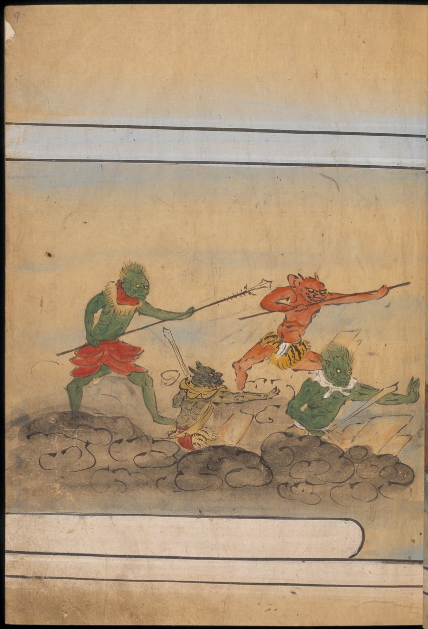 武装妖精，《大食馆》中的插图（纸本水墨彩色画） 作者 日本学校
