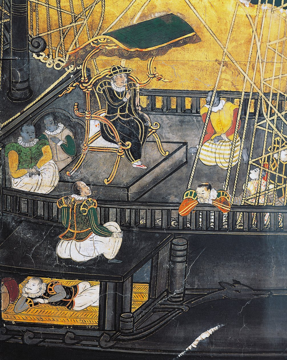 葡萄牙人抵达日本，屏幕，南班艺术 作者 日本学校