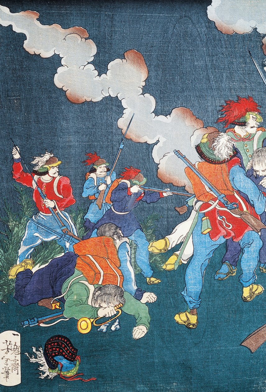 战斗场面，sewamono（国内戏剧）。 作者 日本学校