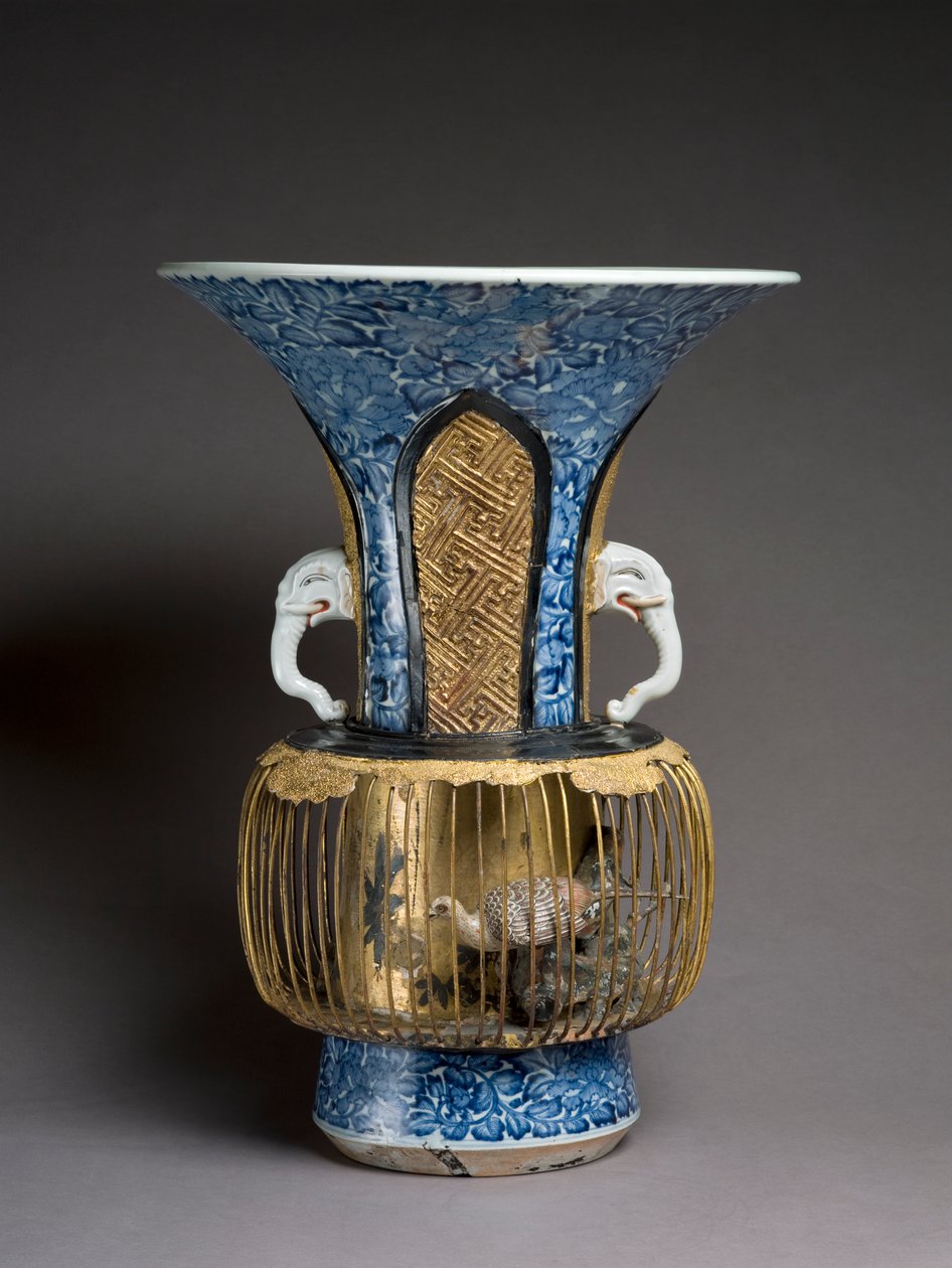 鸟笼花瓶，约 1720 年（混合媒体） 作者 日本学校