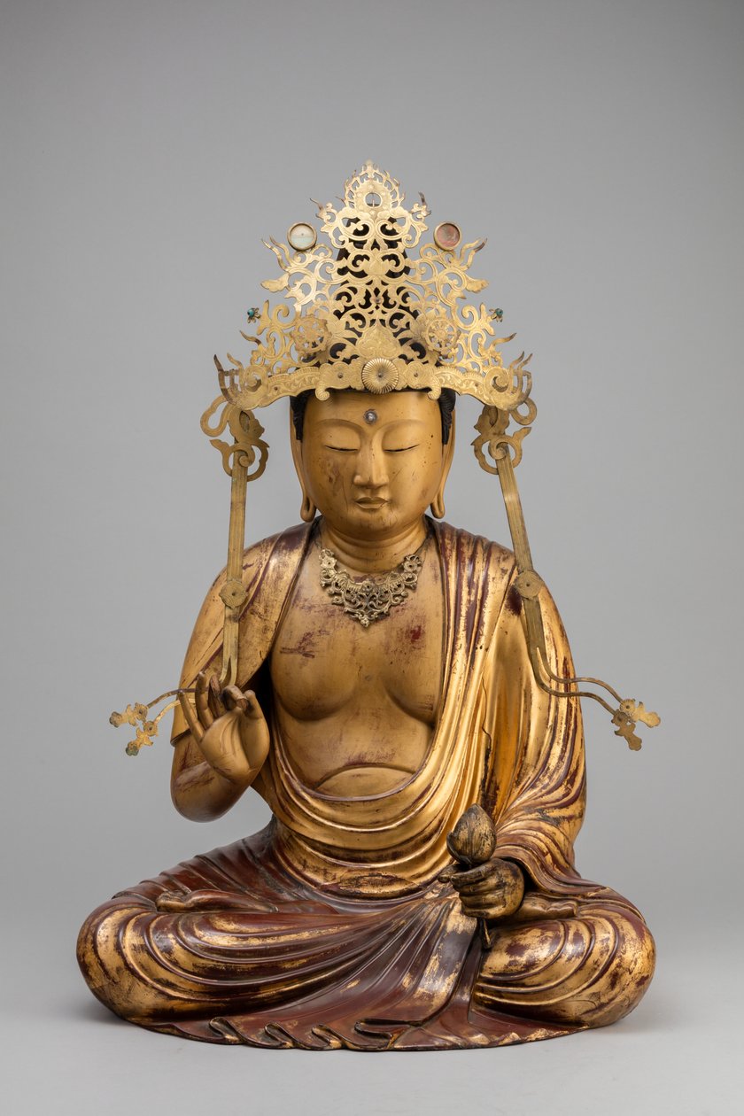 莲花菩萨观音（木质，镀金，漆器 作者 日本学校
