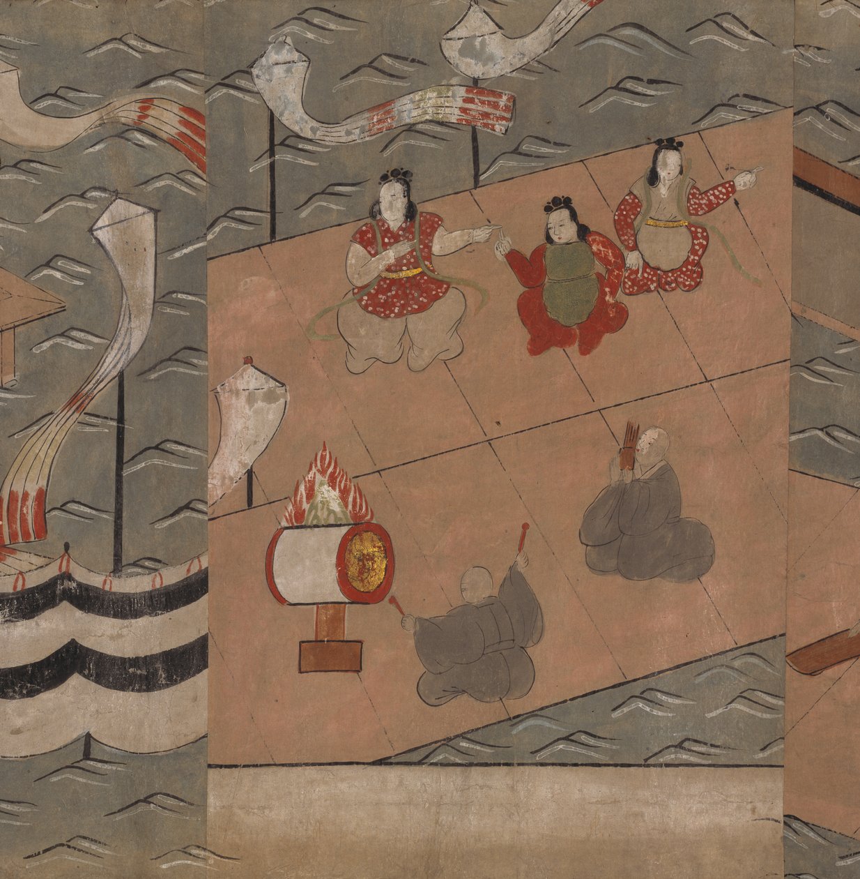 中国音乐家，选自《大食馆》的插图（纸本水墨彩色画） 作者 日本学校