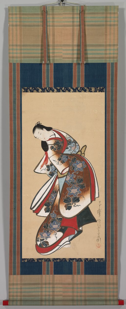 名妓，1700 年代初期（纸本水墨设色立轴） 作者 日本学校