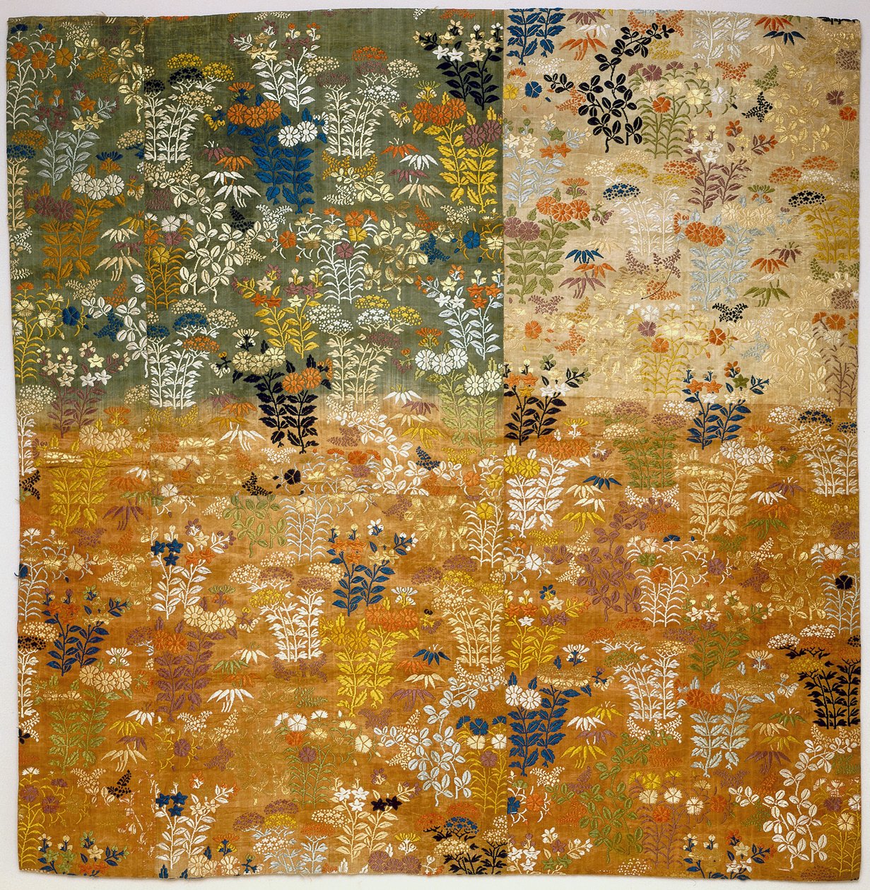 佛寺圣所用盖（内敷）（防染经线（ikat），丝绸辅助纬线） 作者 日本学校