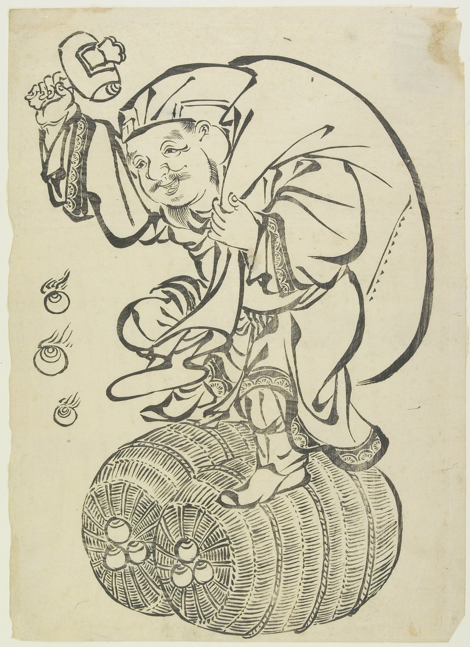 18世纪中后期，大黑神在稻壳上跳舞（木版画） 作者 日本学校